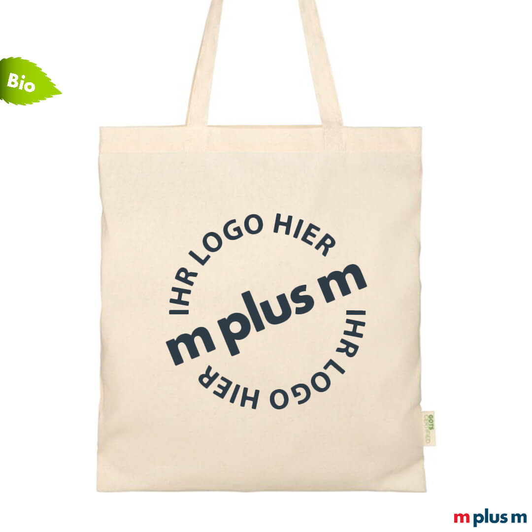 Tommi Baumwolltasche in der Farbe Beige bedrucken mit Logo aus nachhaltiger Baumwolle