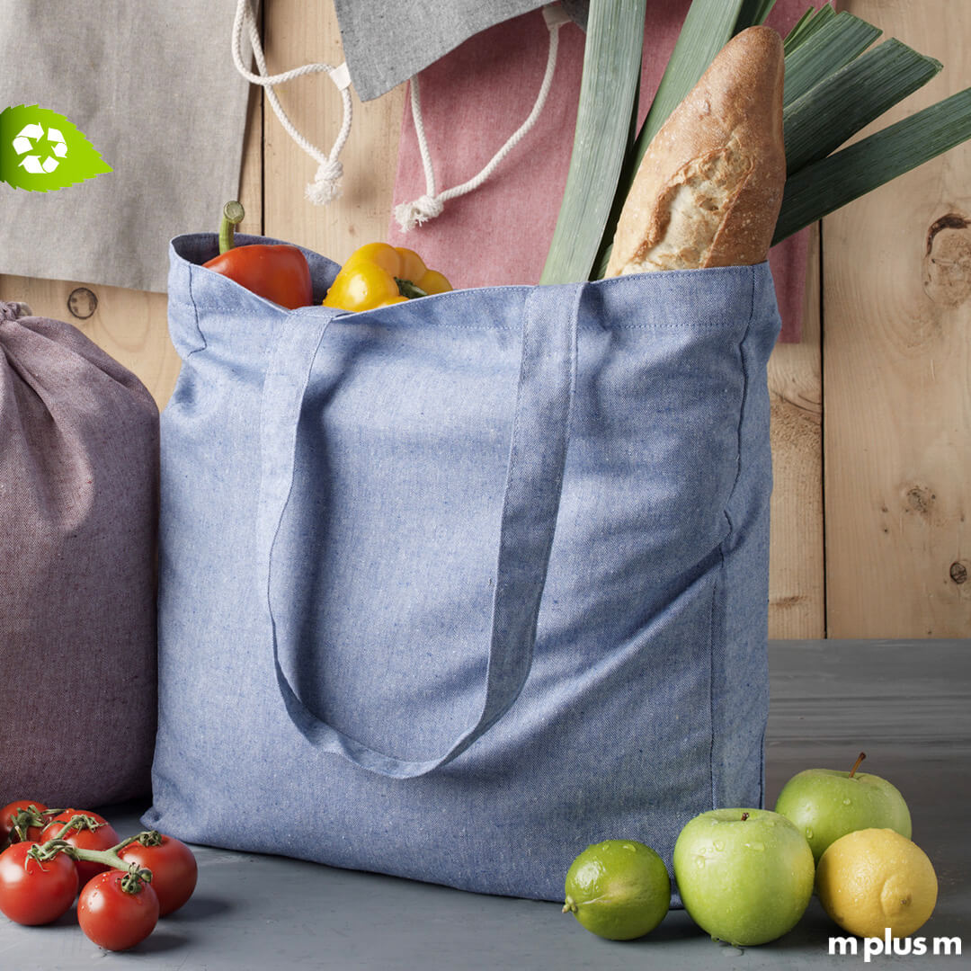 Blaue Einkaufstasche aus recycling Baumwolle