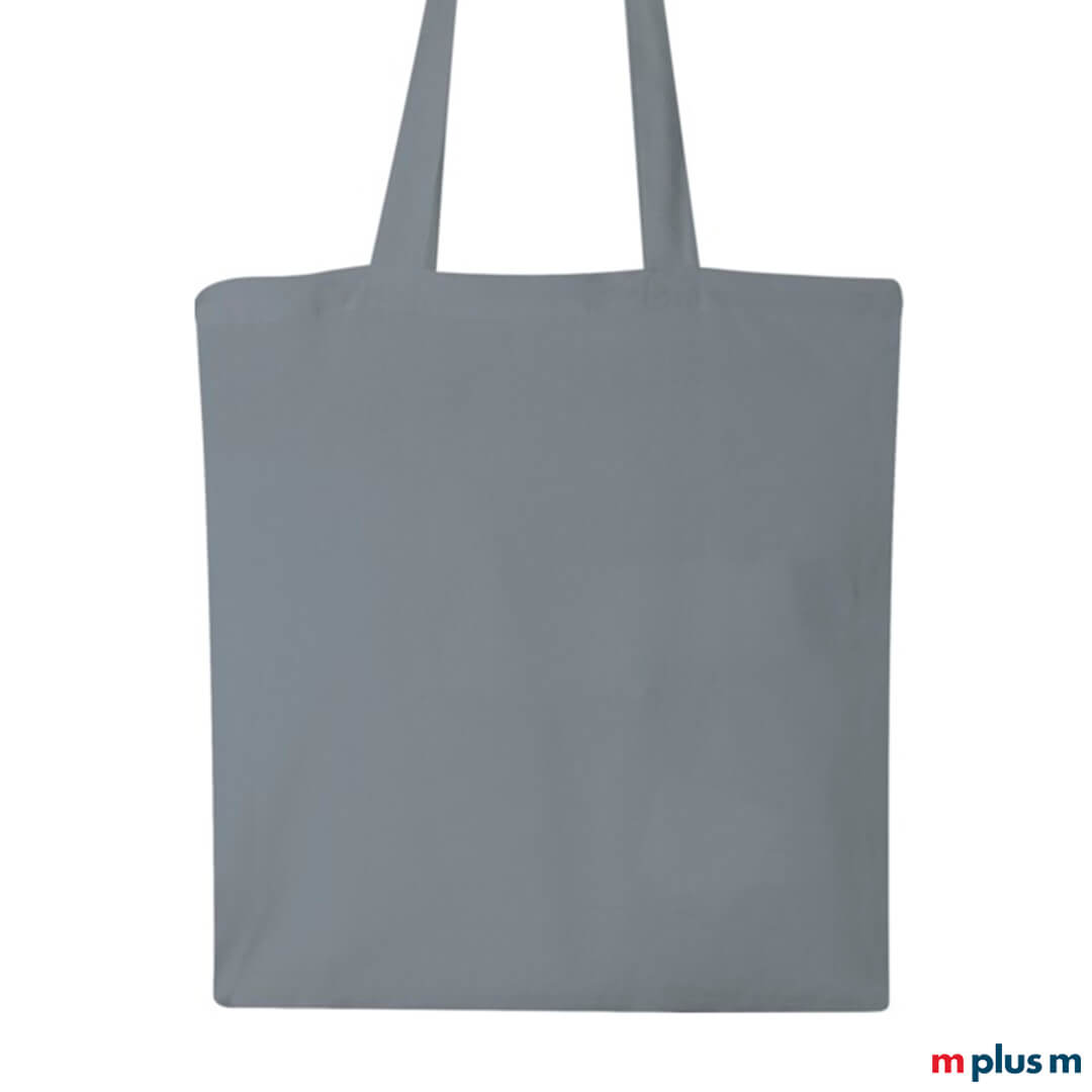 Grauer Stoffbeutel Paula 140 aus OEKO-TEX® geprüfter Baumwolle mit Ihrem Logo bedrucken
