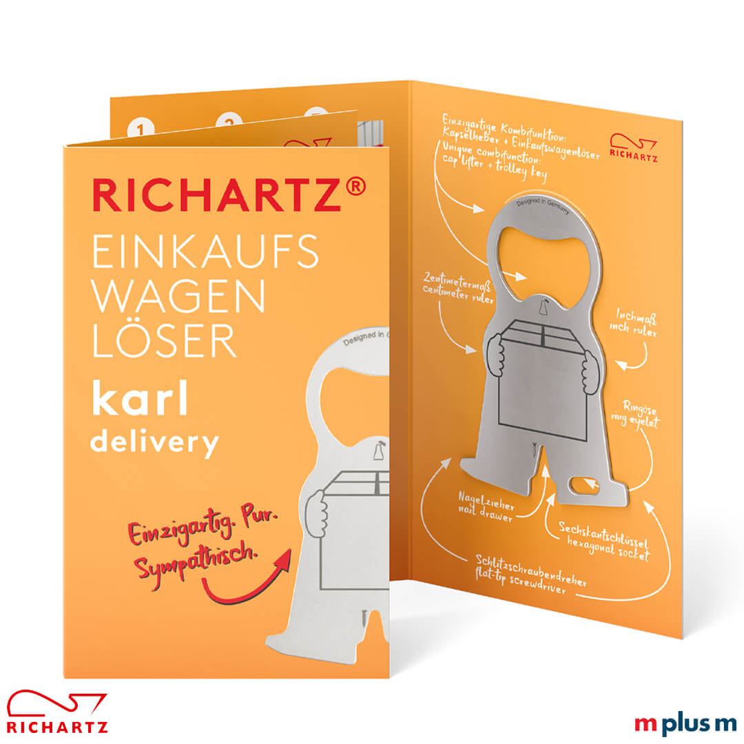 karl delivery Einkaufschip mit individueller Logo Gravur und Einzelverpackung als Werbeartikel
