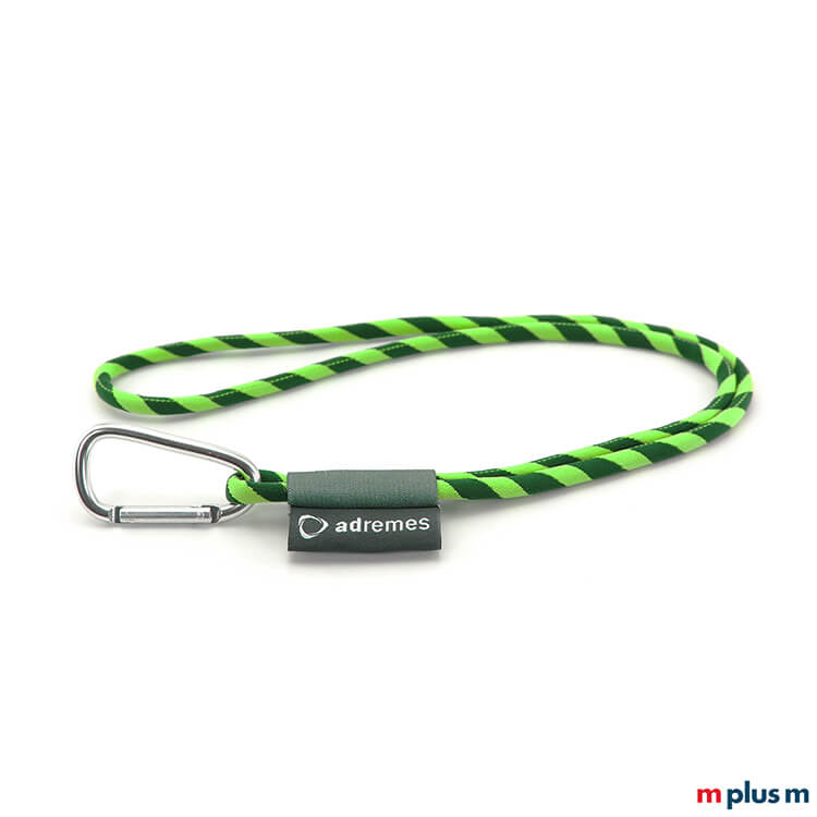 Kordel Schlüsselband in Tube-Webung. Farben nach Wunsch (Pantone Werte) und mit großem Alu Karabiner als Werbeartikel