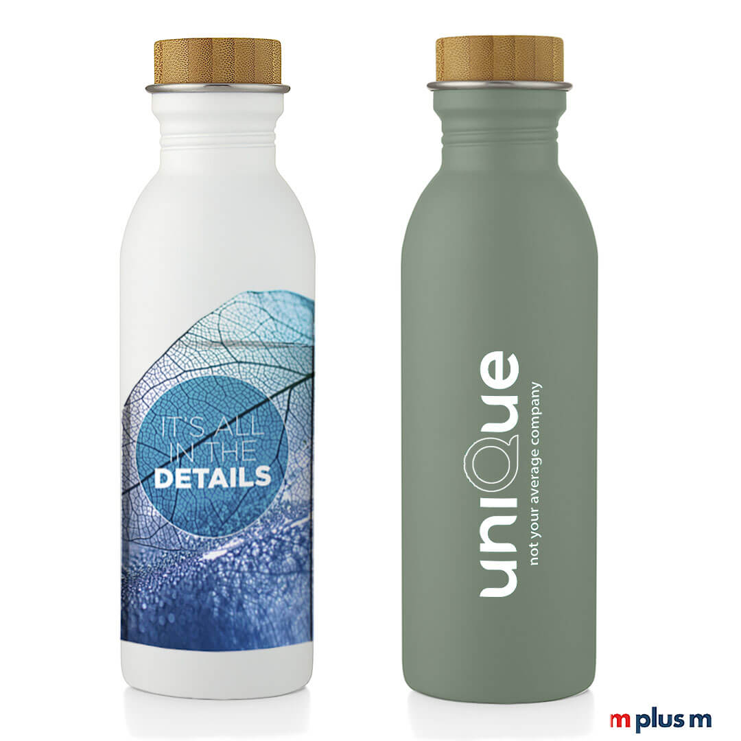 Die 'Skruva' Flasche aus Edelstahl gibt es in 4 Farben. Die Flasche kann komplett nach Ihren Vorstellungen individualisiert werden