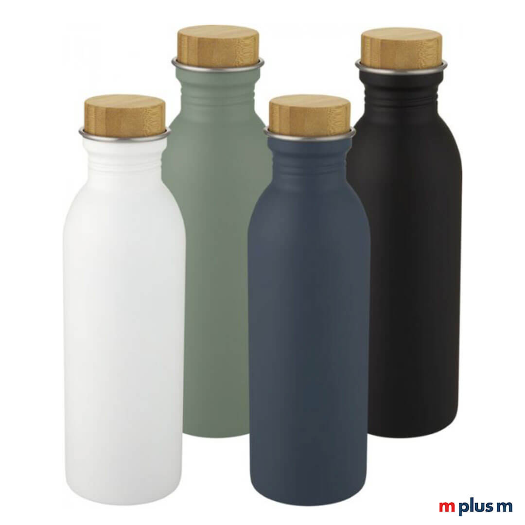 Metal Trinkflasche Skruva mit Holzdeckel und Logo Druck