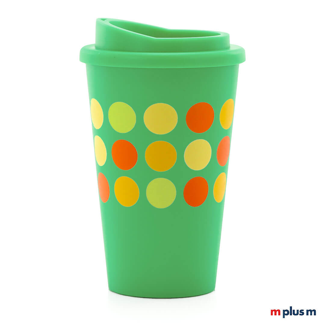 Grüner Classic Coffee Shop Thermobecher aus Europa, langlebig und spülmaschinengeeignet, nachhaltiger Mehrwegbecher mit Logo bedrucken