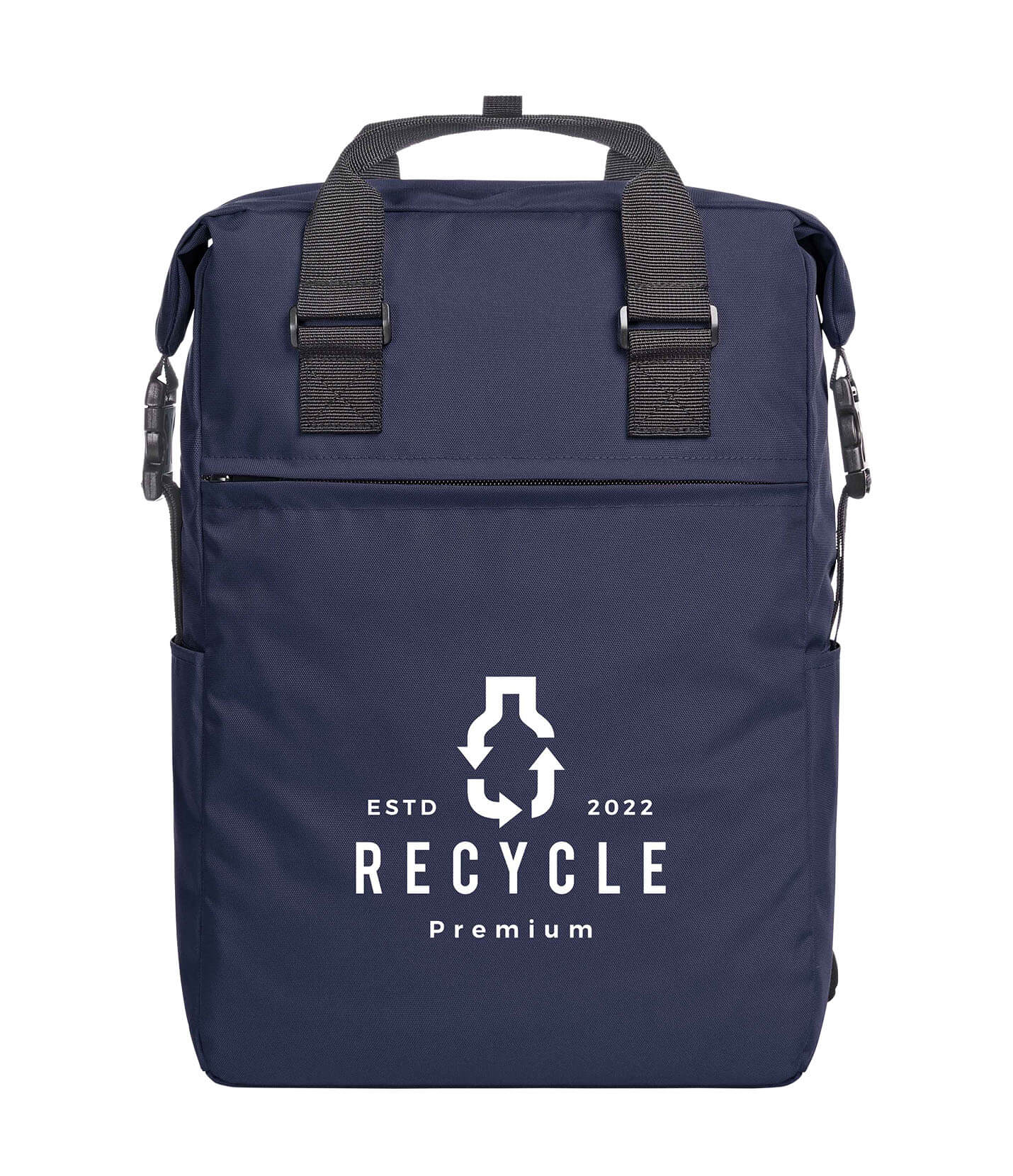 Nachhaltiger blauer Rucksack als Werbeartikel bedrucken