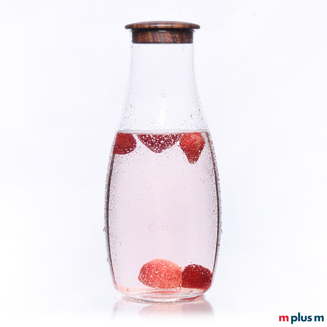 Nachhaltige Glaskaraffe mit großer Öffnung zum bedrucken mit Motiv