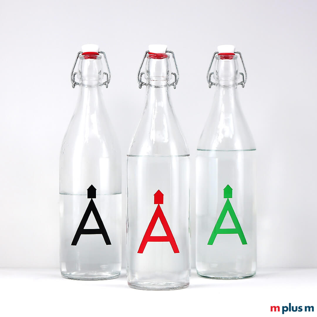 Glasflasche Ludwig  mit Bügelverschluss mit Logo bedrucken
