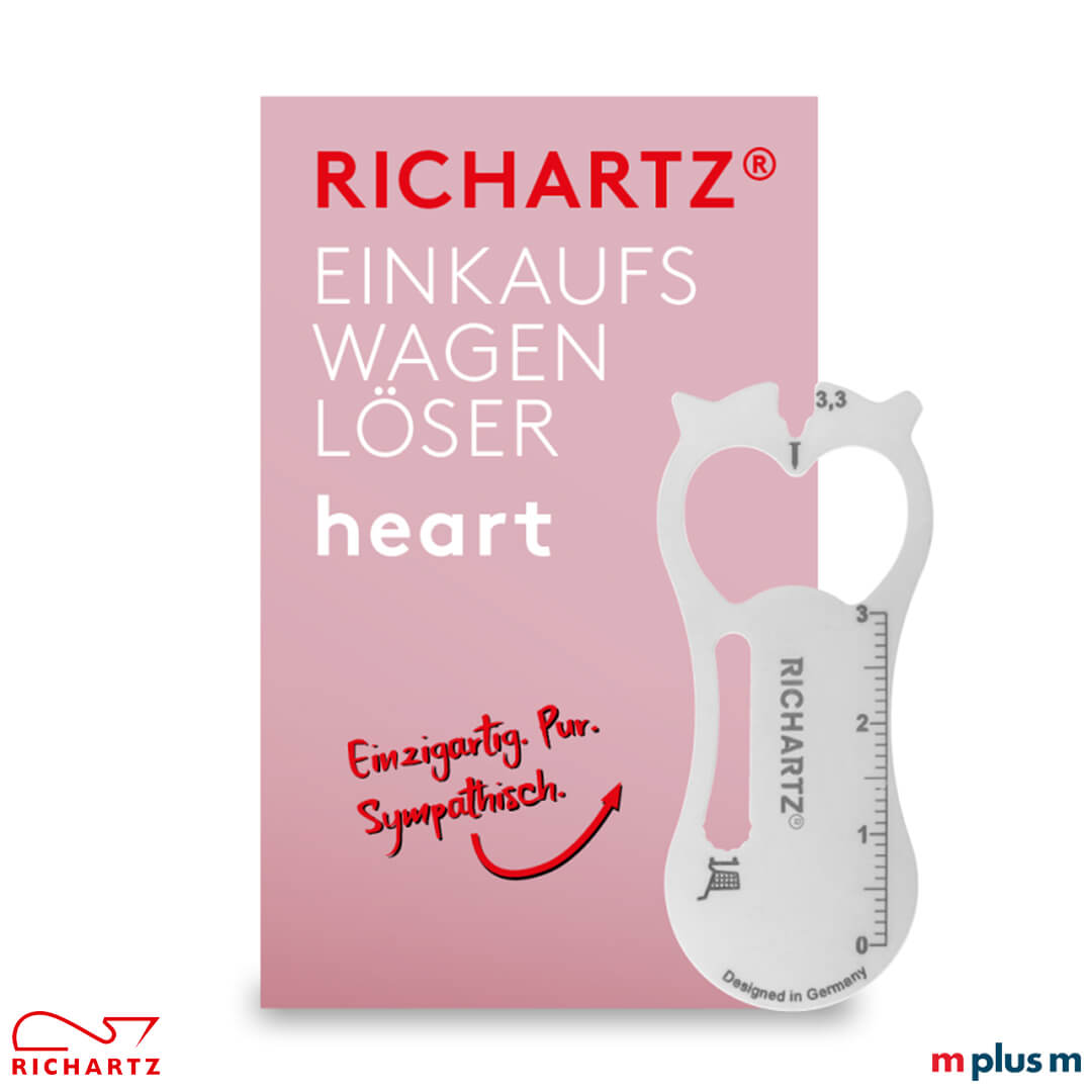 Richartz Einkaufswagenlöser 'heart' als preiswertes Giveaway mit Logo Gravur