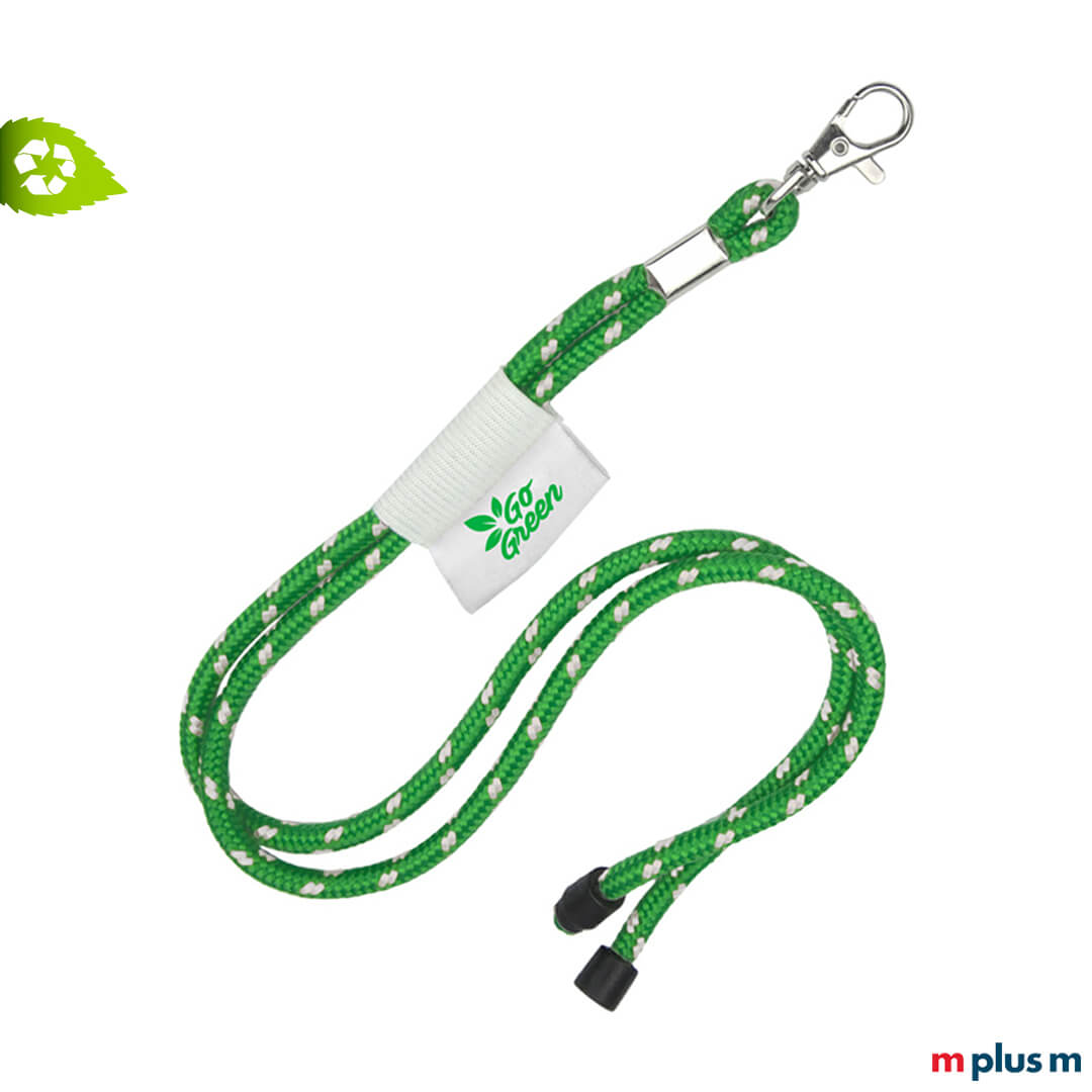 Günstiges Recycling Kordel Lanyard in kleinen Menge in Wunschfarbe und mit Logo bedrucken