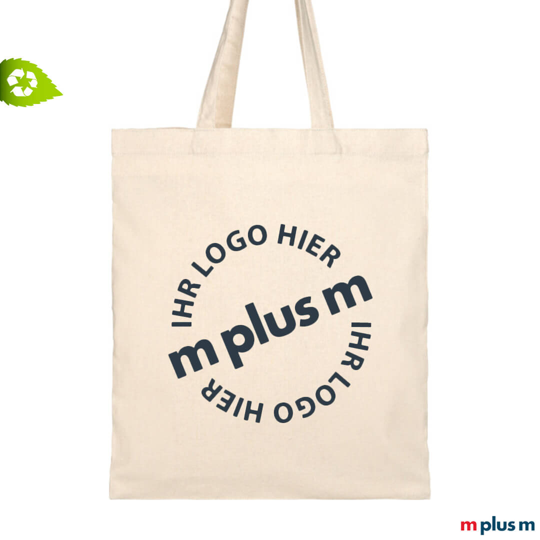 Beige Stofftasche als Werbegeschenk mit Logo-Druck