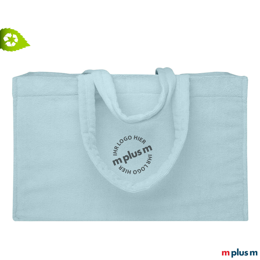 GRS-recycelte Strandtasche 'Siam' in Hellblau mit individuellem Logo bedruckbar – EXPRESS Lieferung
