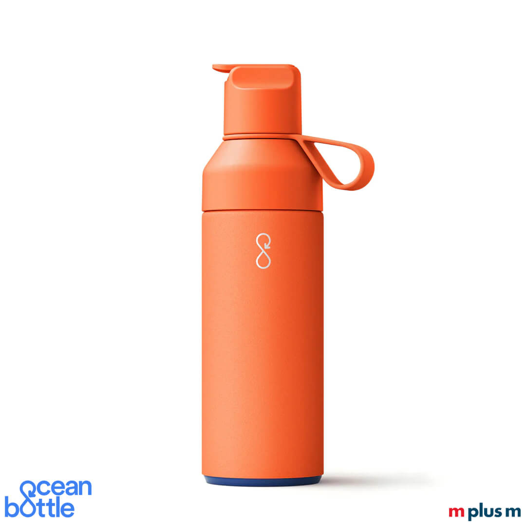 Orangene Ocean Bottle mit Logo gravieren