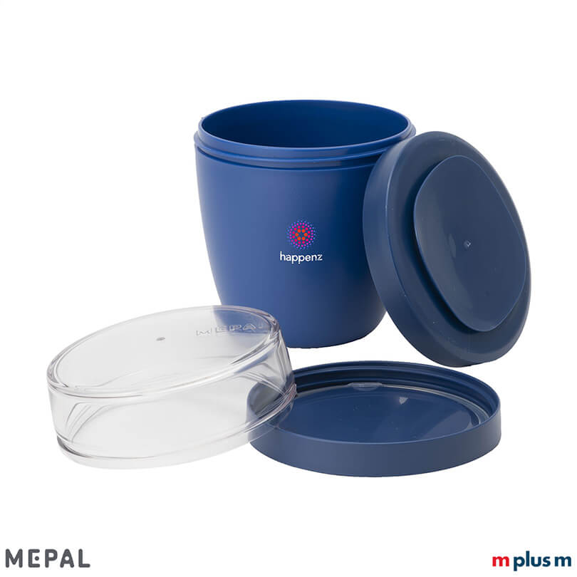Blauer Lunchpot Ellipse Mini für Joghurt oder Müsli geeignet spülmaschinenfest auch mit individuellem Druck lieferbar