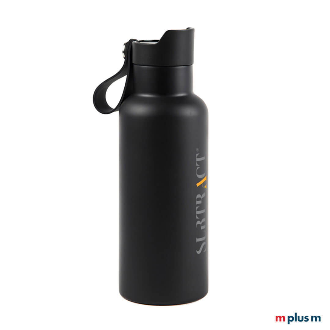Schwarze Thermosflasche Balti mit Druck