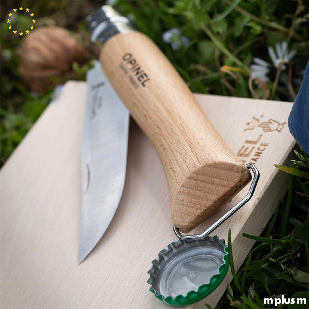 Hochwertiges Werbegeschenk: Opinel Taschenmesser No 10 mit Korkenzieher und gravierbarem Holzgriff