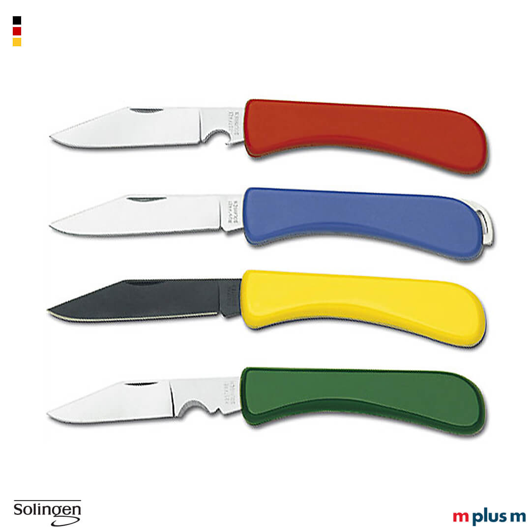 Das Solinger Taschenmesser gibt es in vielen Fareben und Auführungen als Werbeartikel