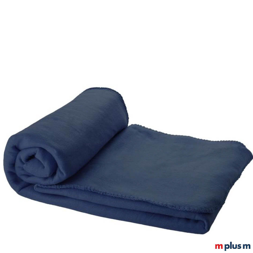 Die Navy farbene 'Huggy' Decke besteht aus weichem und bequemem Polarfleece. Ab einer Menge von 50 Stück können Sie die Decke bedrucken lassen