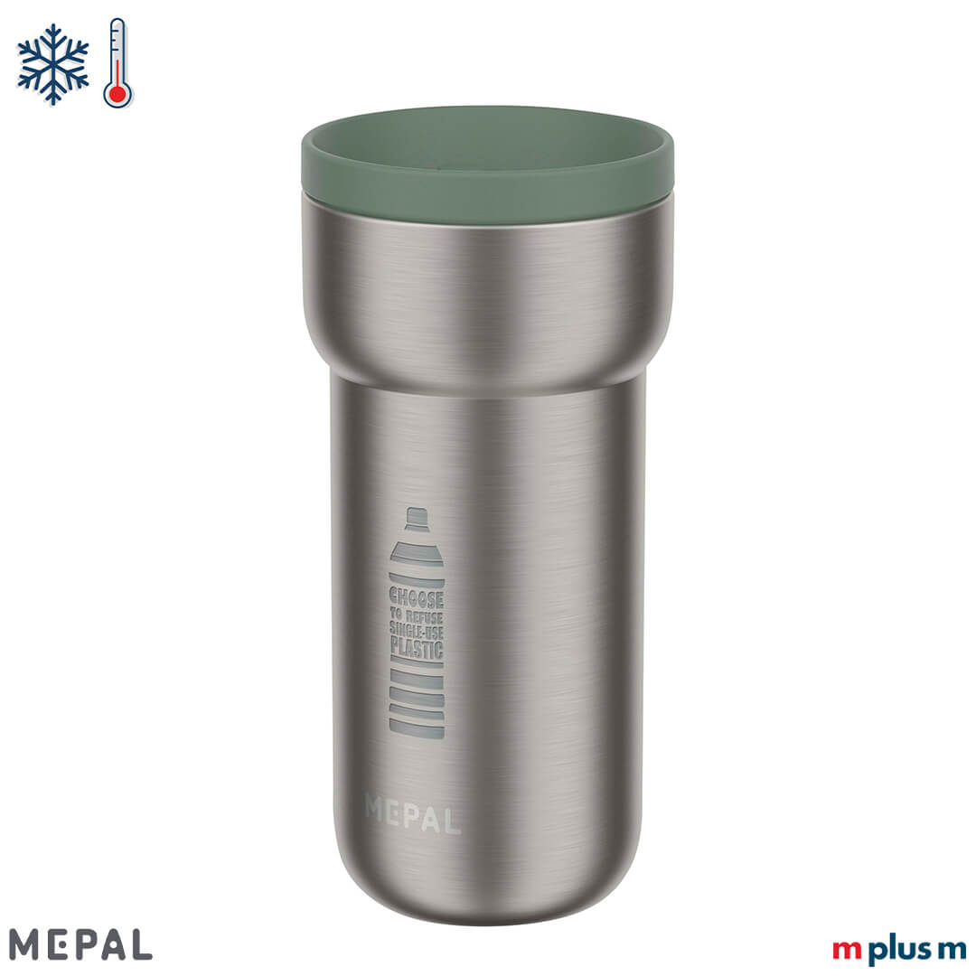 Isolierter Mepal Thermobecher Ellipse 375 ml in Nordic Sage aus doppelwandigem Edelstahl – ideal für heißen Kaffee oder kalten Tee unterwegs