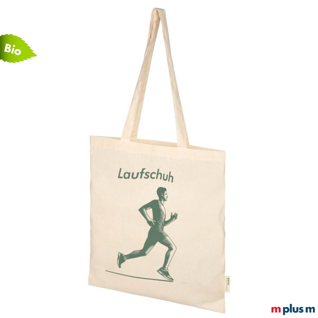 Beiger Beutel mit Logo Druck für die Arbeit Schule oder Uni