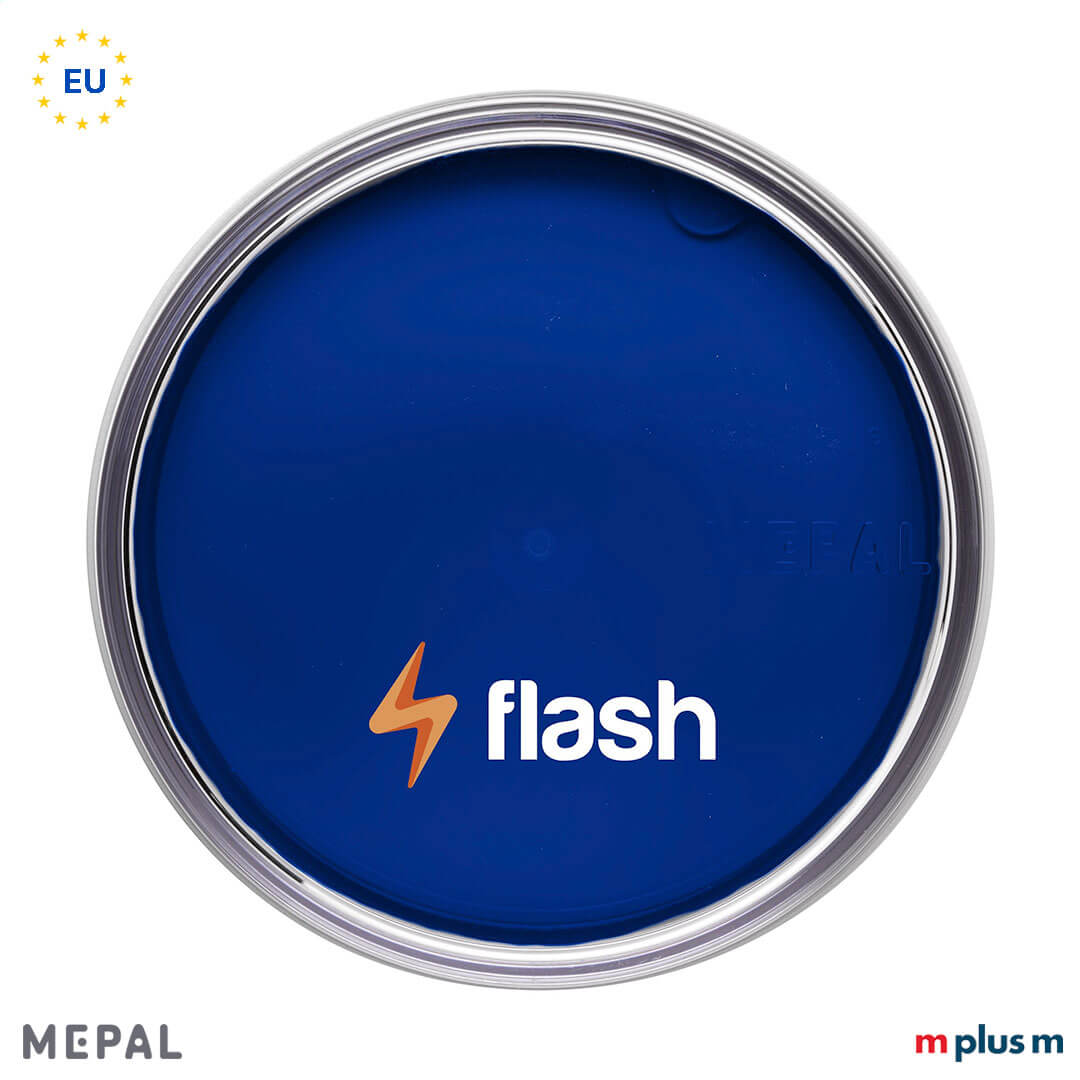 Der Deckel des blauen Müslibechers mit Logo Druck