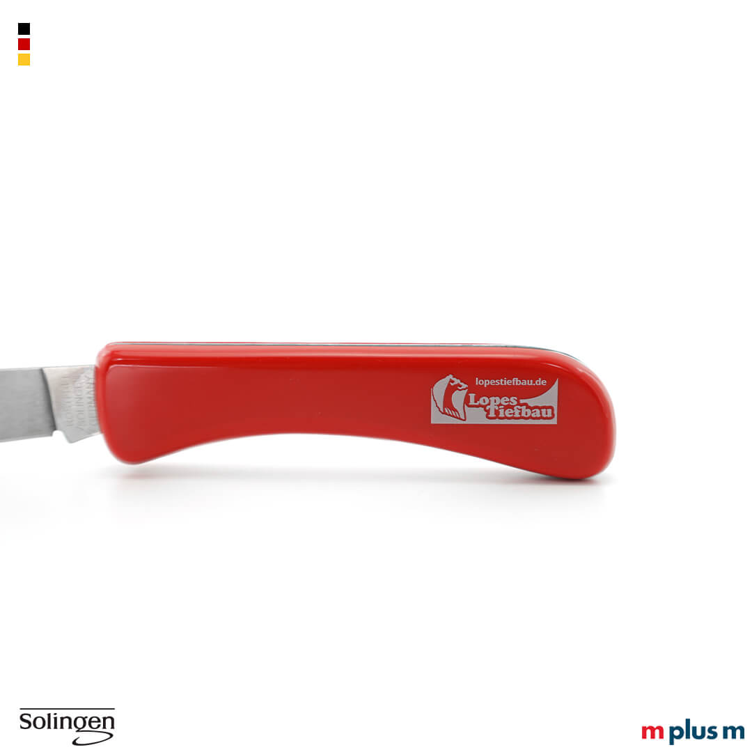Logo Druck aus Roten Schalen beim Solinger Taschenmesser als Werbeartikel