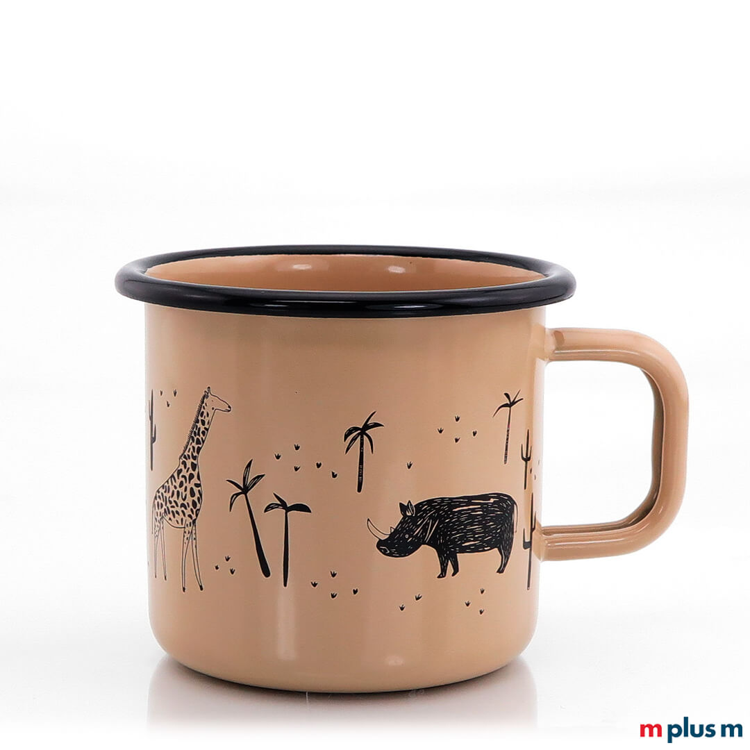 'Helena' Emaille Tasse Wunschfarbe