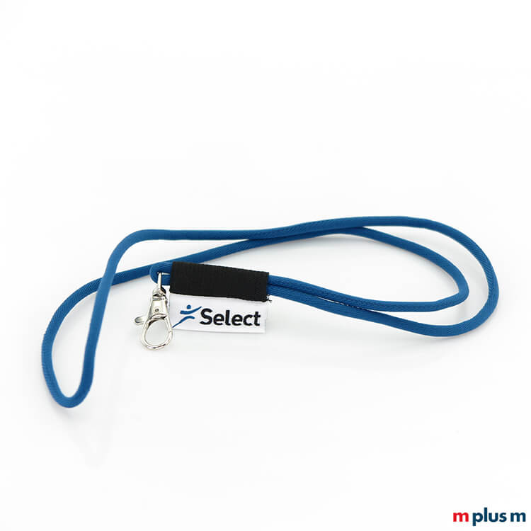 Tube Kordel Lanyard aus fest gewebter Textilkordel in Wunschfarbe mit Logo auf Textiletikett als Werbeartikel