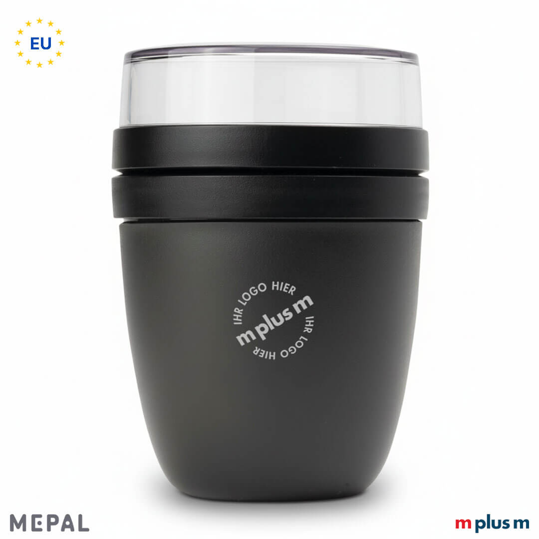 Schwarzer Mepal Müslibecher Ellipse Lunchpot als Werbeartikel mit Logo bedrucken