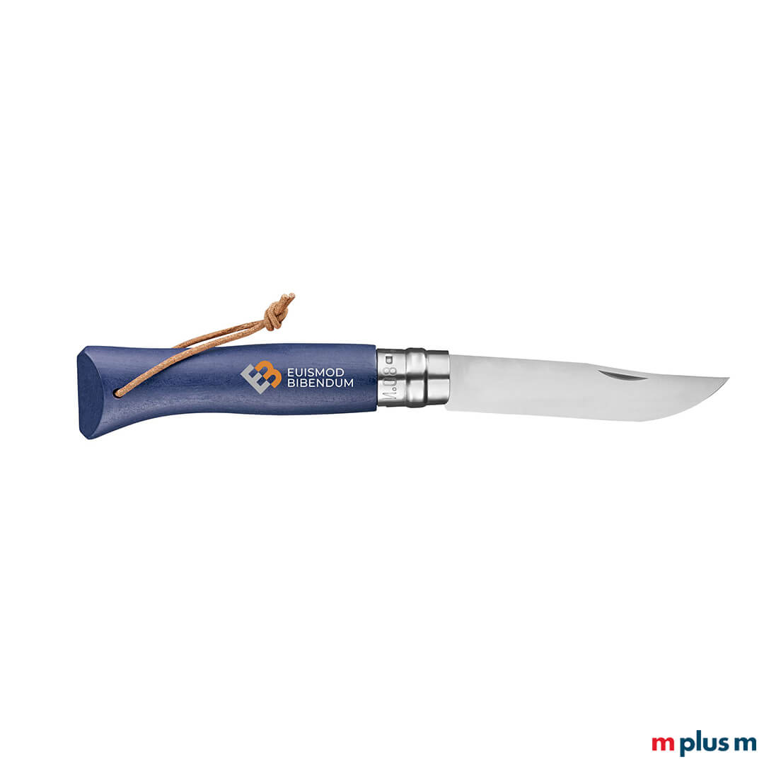 Blaues Taschenmesser als Werbemittel mit Logo bedrucken