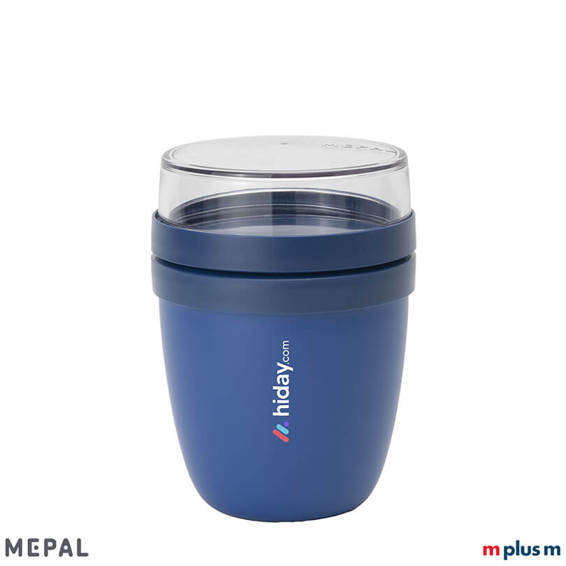 Blauer Mepal Lunchpot Ellipse Mini auslaufsicherer Joghurtbecher mit 2 Behältern und Möglichkeit zum Logodruck