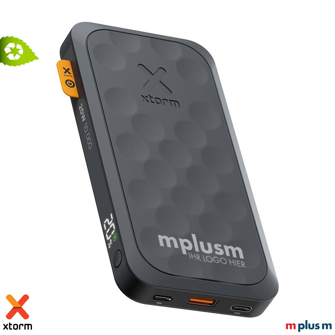 Leichte 10.000 mAh Powerbank von Xtorm in Midnight Black mit drei Ladeports und schnellem 20W Power Delivery