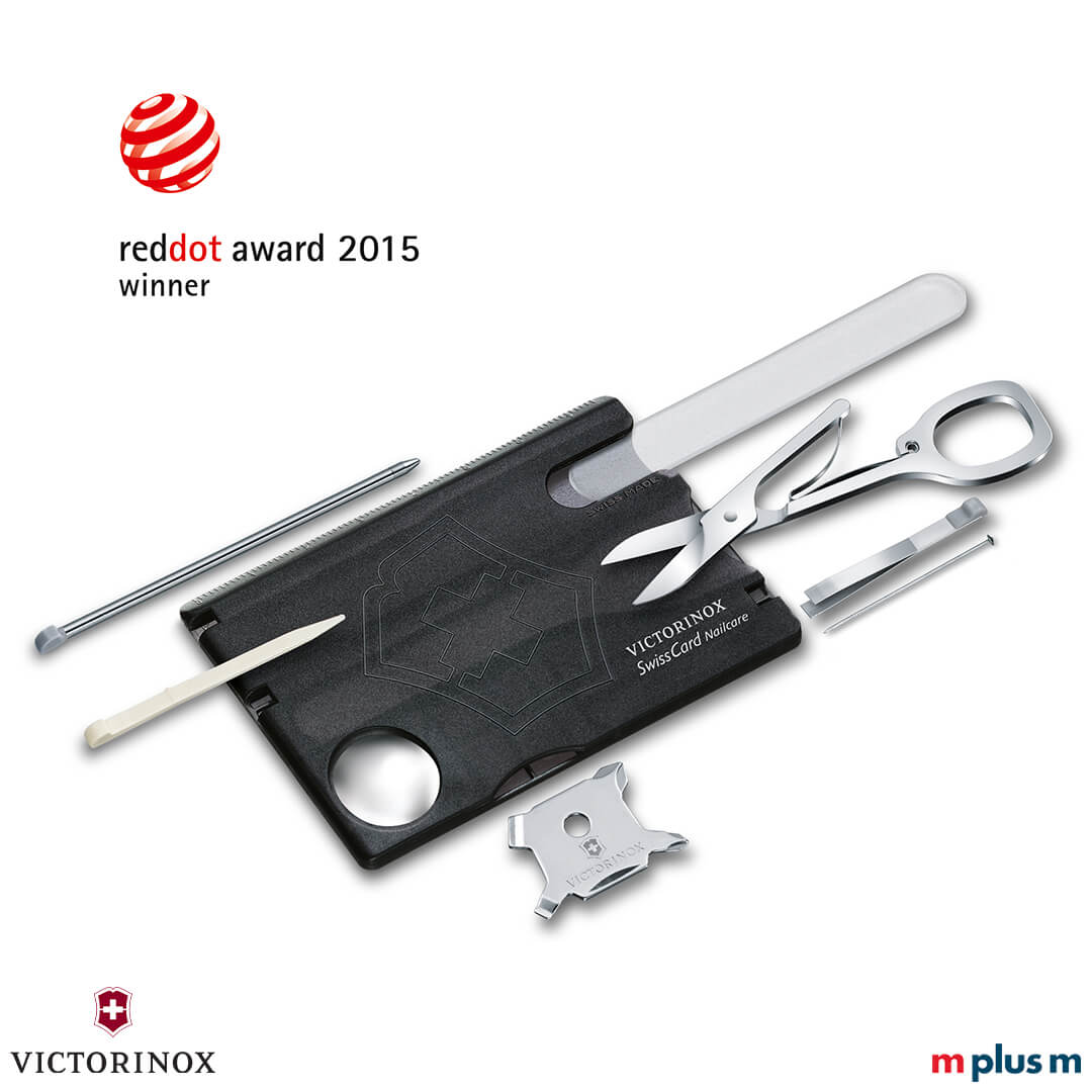 Victorinox Swiss Card Nail Care in Transparent Schwarz mit 13 Funktionen