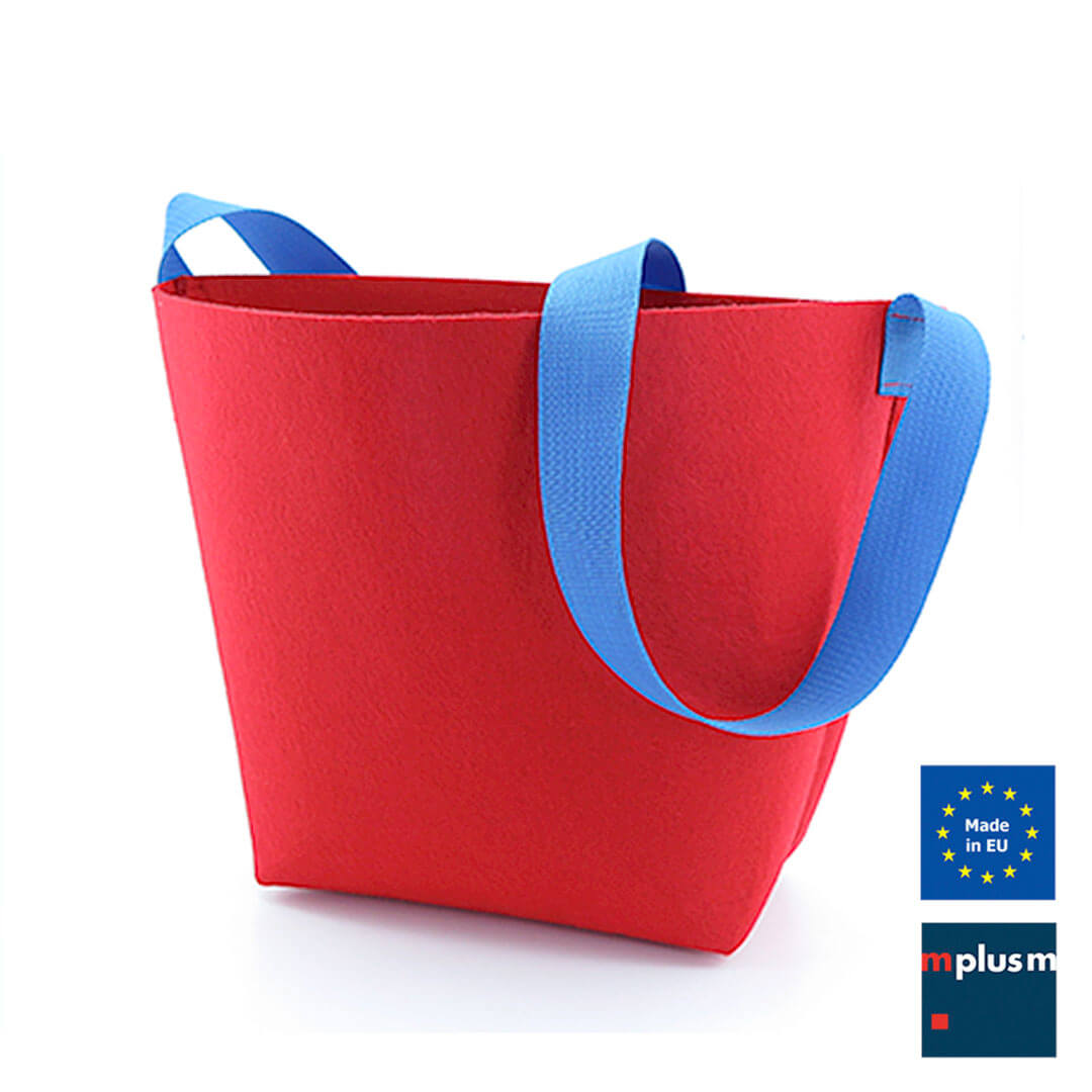 Filz Tasche aus Recycling Material. Mit Logo Stick ein nachhaltiger Werbeartikel.