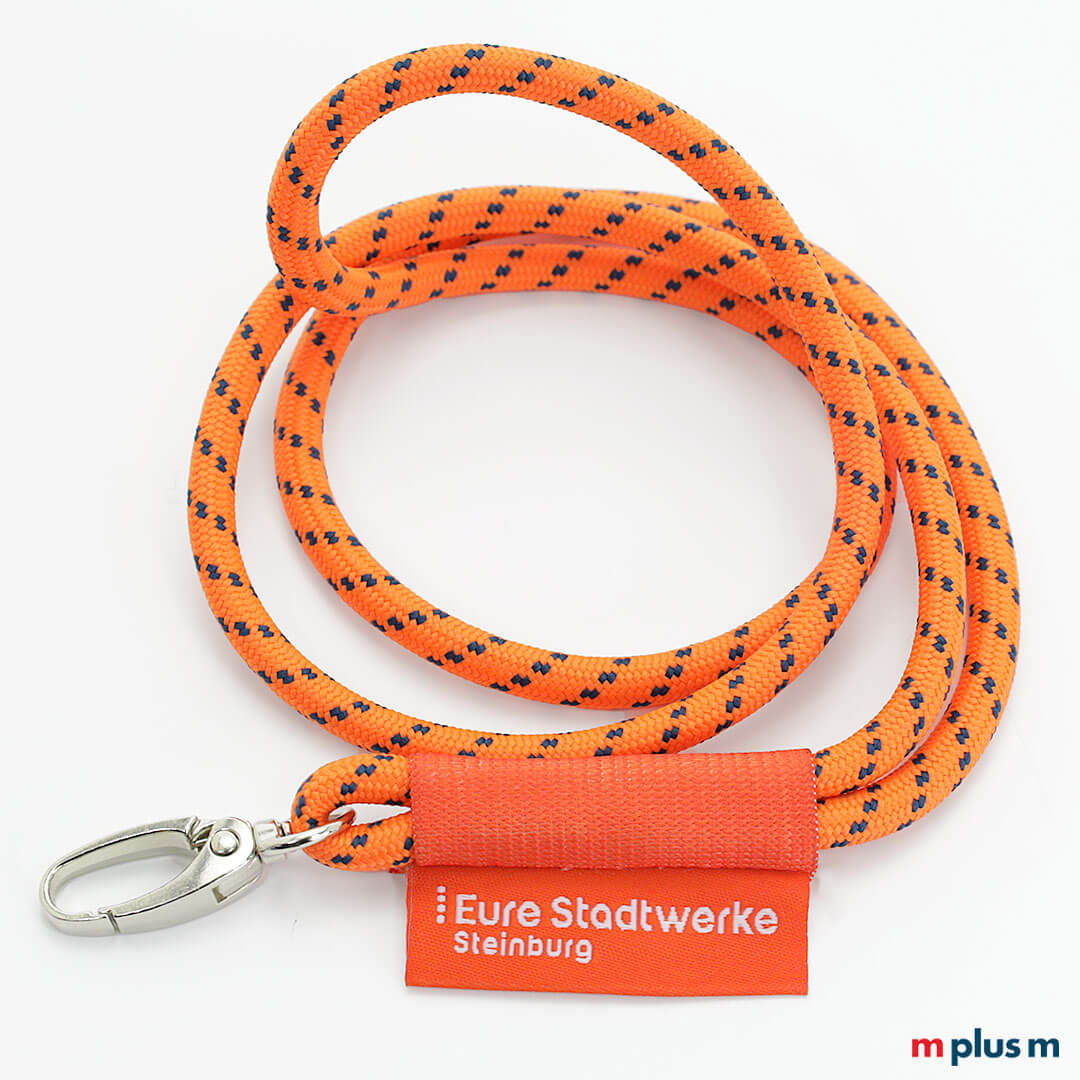Nautic Flag Kordel Schlüsselband in Orange mit Logo auf gewebtem Etikett als Give Away