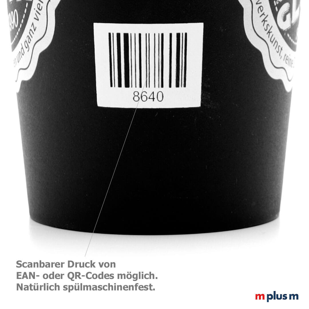 Classic Coffee Shop Thermobecher schwarz, doppelwandig isoliert und langlebig, nachhaltiger Werbebecher mit Logo Druck personalisieren