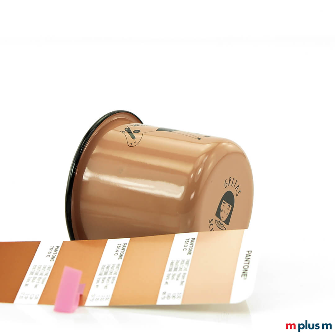 'Helena' Emaille Tasse Wunschfarbe