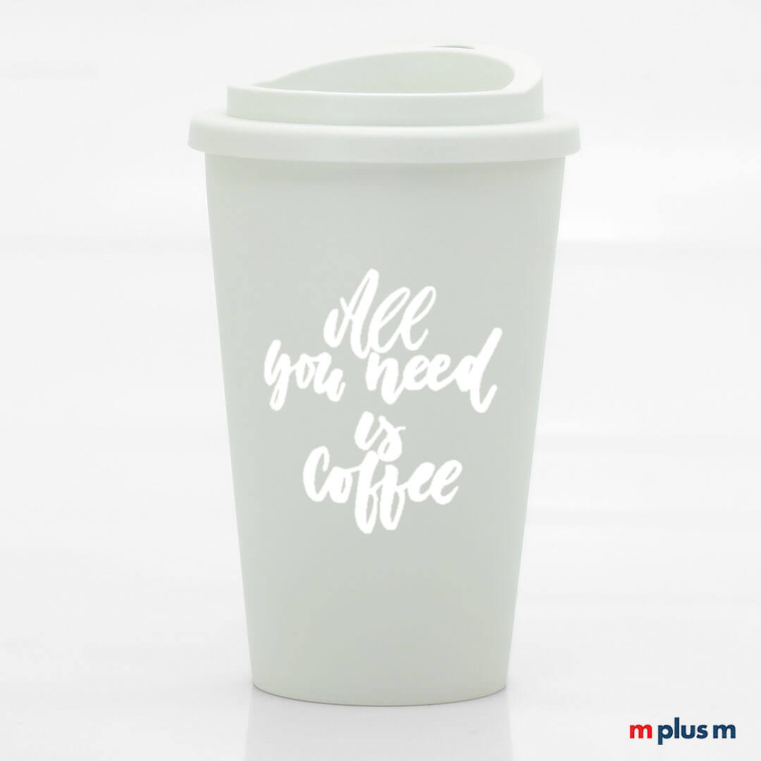 Elfenbein Nature Coffee Shop Thermobecher aus biobasiertem Material, doppelwandig isoliert, bruchfest und mikrowellengeeignet