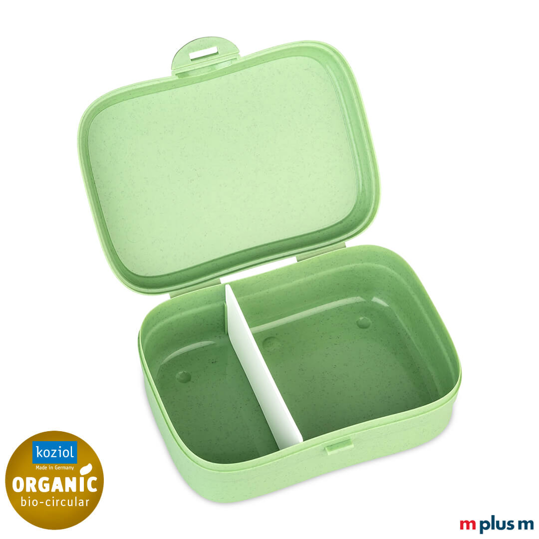 Nachhaltige Lunchbox von Koziol in der Farbe Nature Leaf Green (Grün) als Werbeartikel mit Trennsteg
