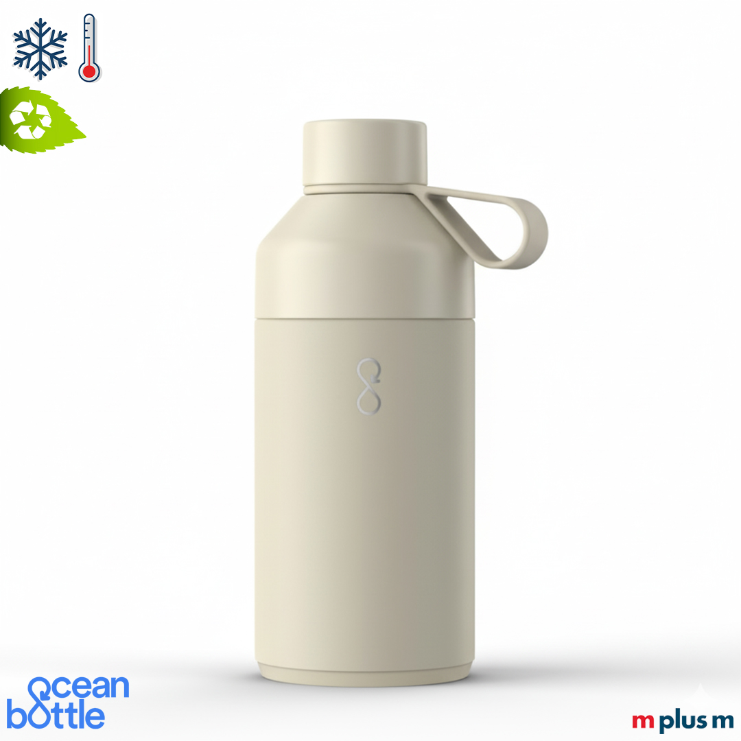 Creme Trinkflasche aus robusten Material für eine lange Nutzung - perfekt als nachhaltiges Mitarbeitergeschenk