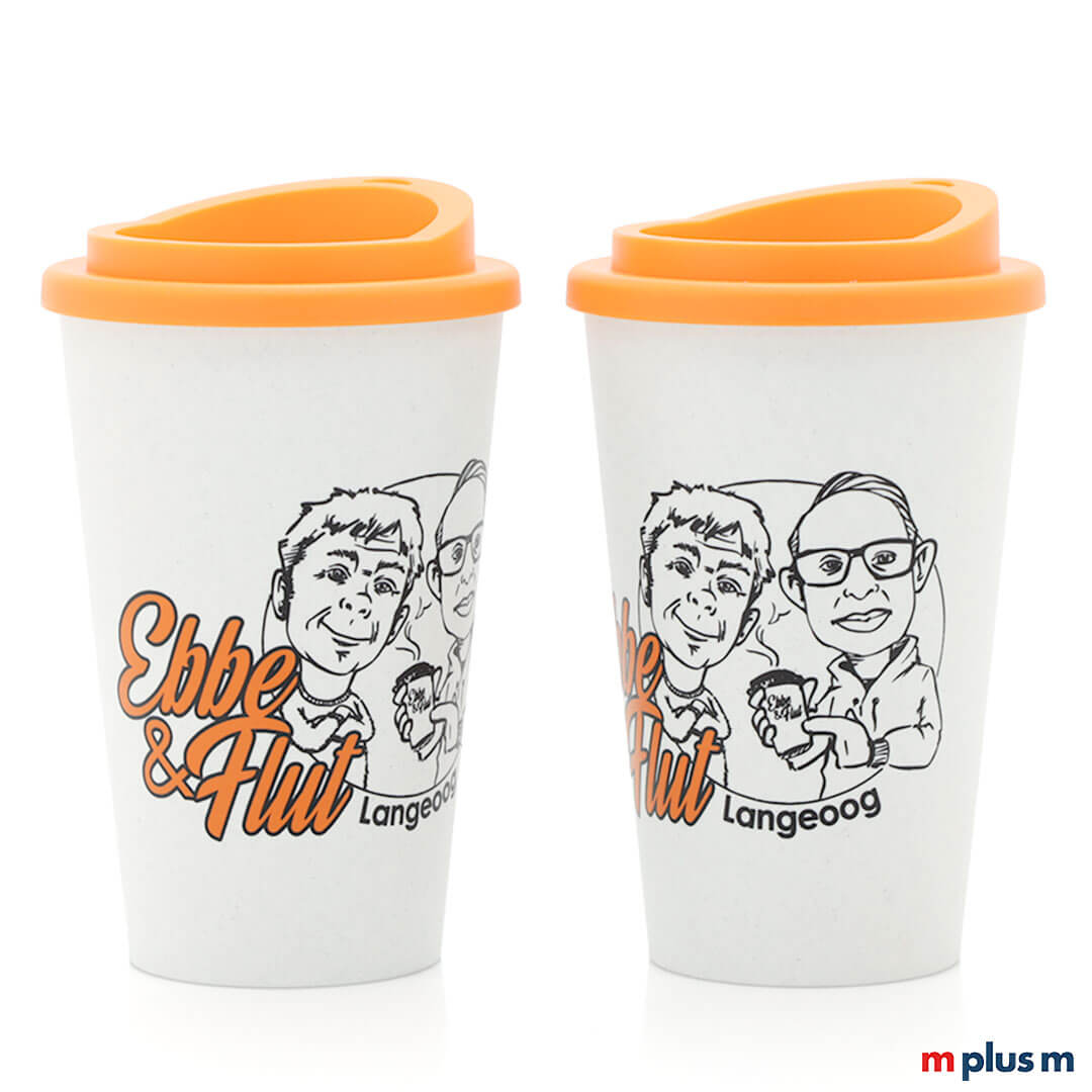 Nachhaltiger Recycling Thermobecher aus Europa. Als Werbeartikel mit Logo Druck spülmaschinenfest. 