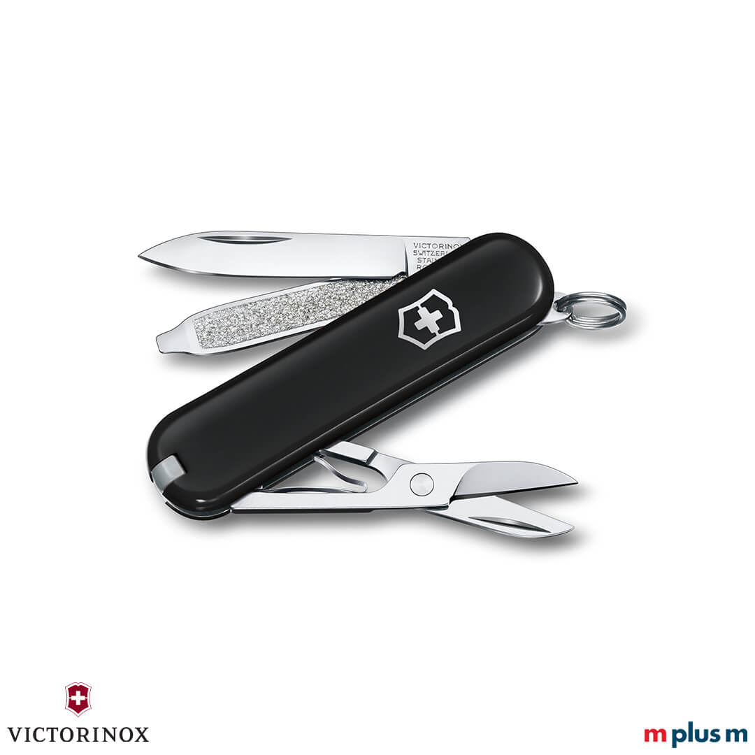 Kleines Schweizer Taschenmesser 'Classic SD Colors' in Schwarz als Werbeartikel
