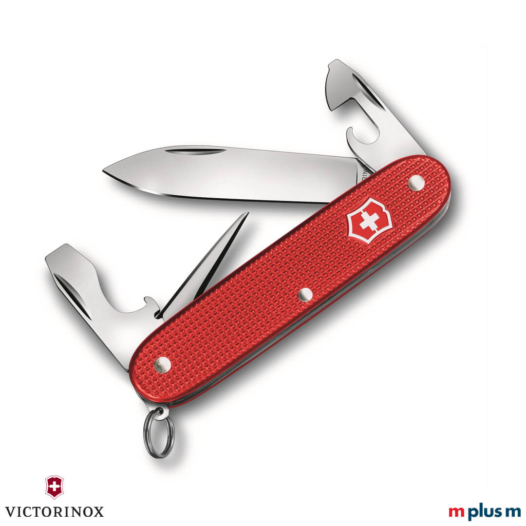Schweizer Pioneer Taschenmesser mit Alox Schalen in Rot als Werbeartikel pion