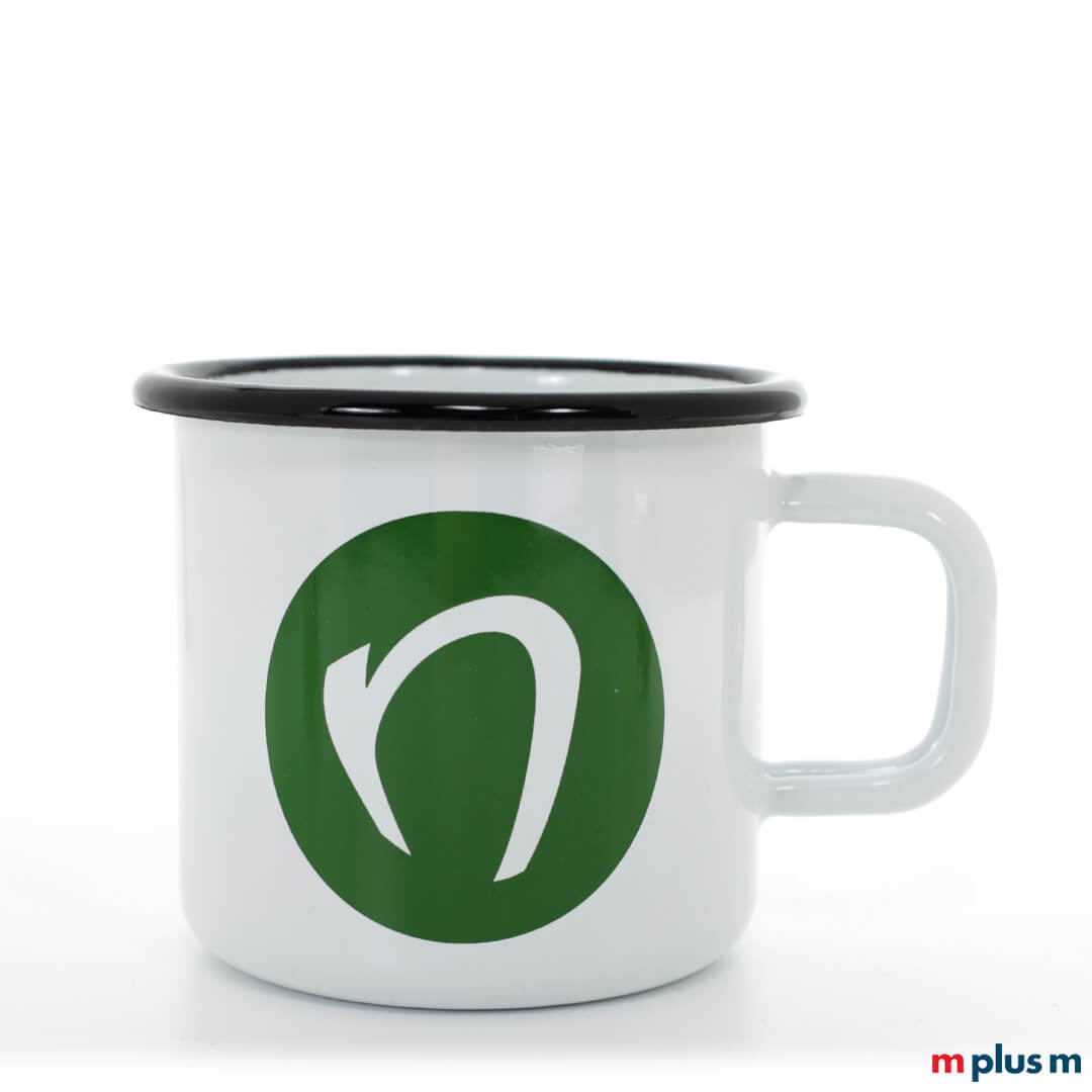 'Pax' Weiße Emaille Tasse