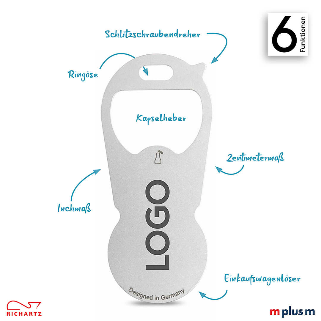 Logo Gravur aus duo EInkaufswagenlöser als Werbeartikel