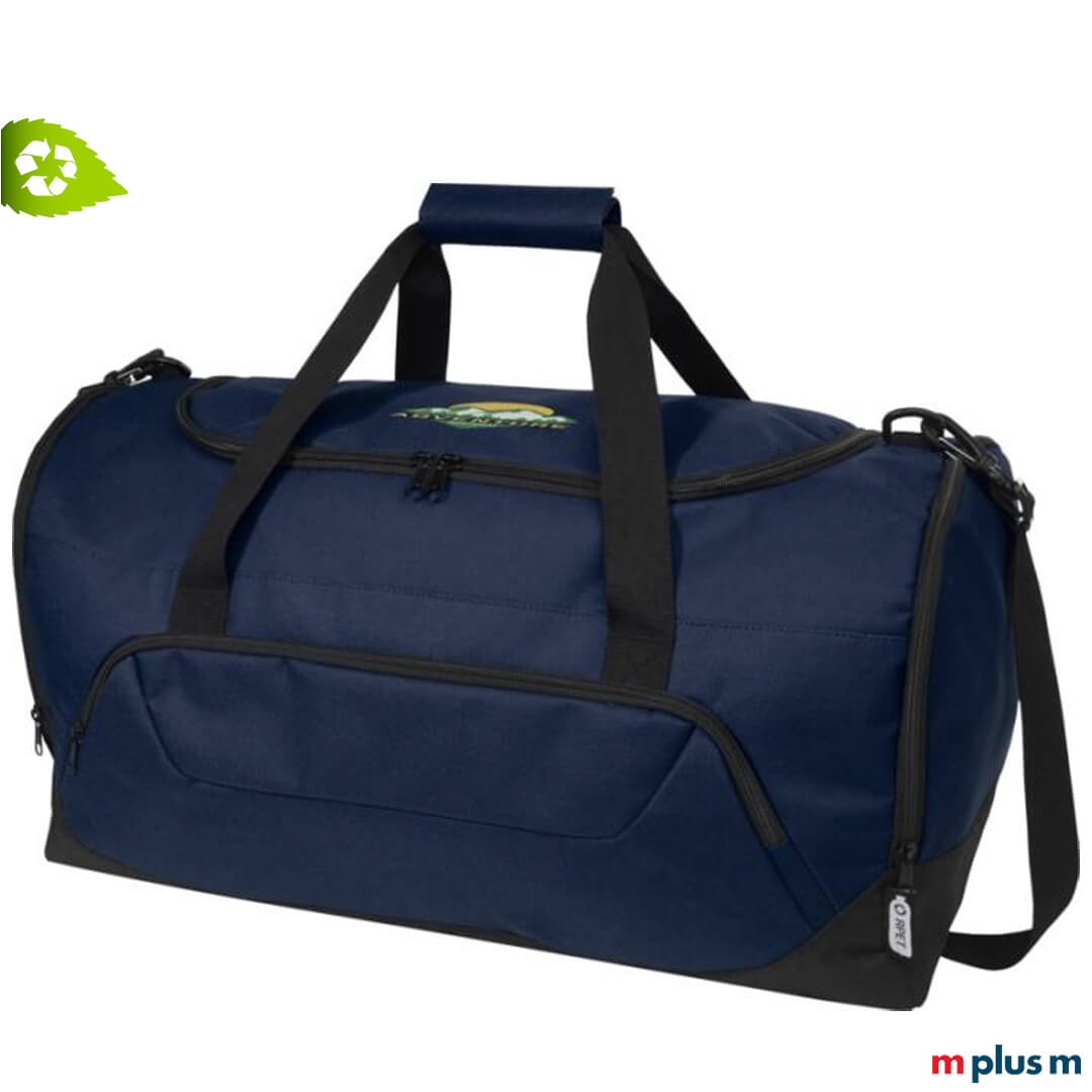 Blaue Umhängetasche aus REPT Flaschen. Individualisierbar mit Logo als perfektes Weihnachtsgeschenk