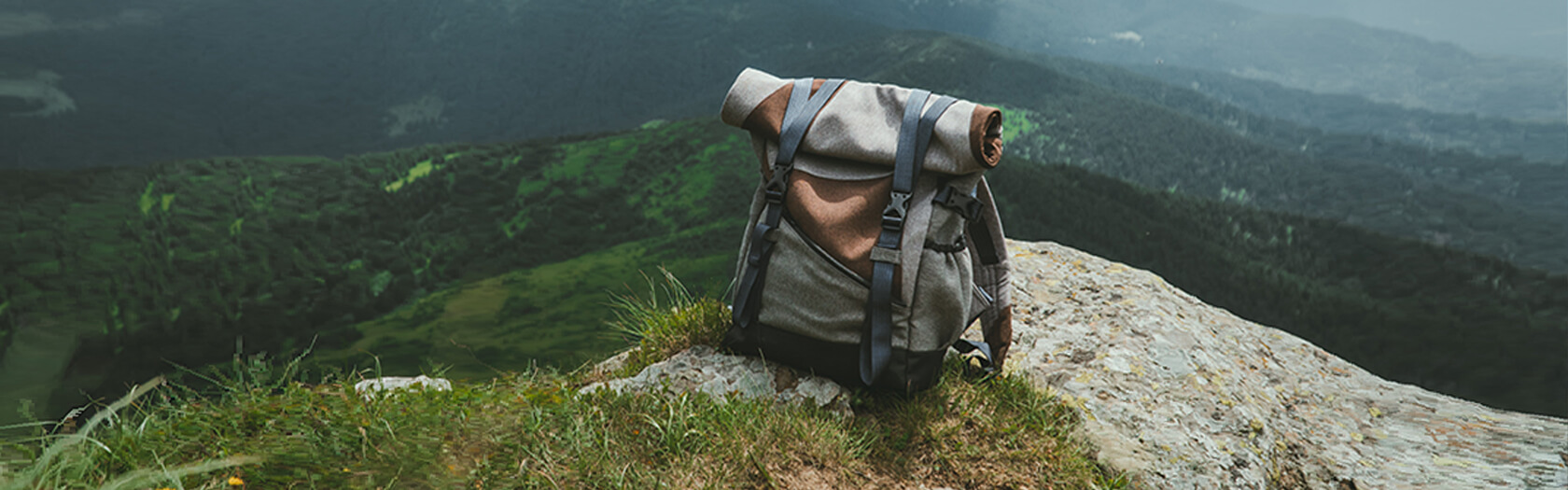 Recycling ♻️ Roll-Top Laptop Rucksack bedrucken - Banner 