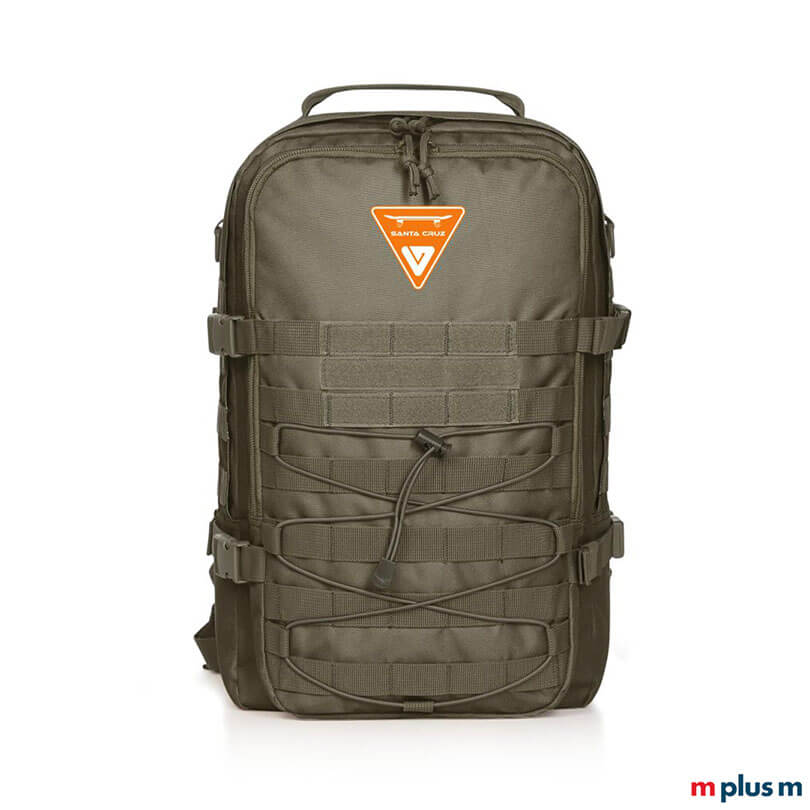 Cooler Laptoprucksack Molle in Oliv Grün mit Logo Druck