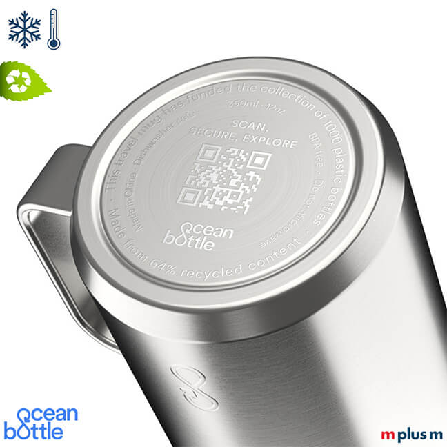 Die silberne Edelstahl-Ocean-Bottle Tasse mit BPA-freiem Deckel hält Getränke zuverlässig warm oder kalt und ist extrem langlebig