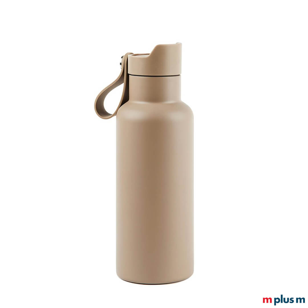 Sporttrinkflasche in Greige - Grau Beiger - Farbe individualisieren mit Logo Druck als Kundengeschenk zum verschenken als nachhaltiges Werbegeschenk