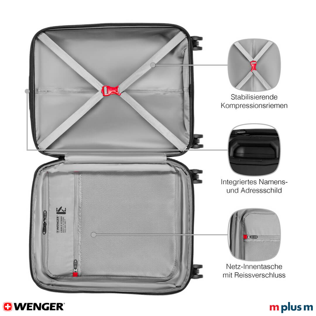 Wenger Prymo Handgepäck Koffer Anthrazit mit smartem Streetstyle-Look, stabilen Verschlüssen und viel Platz